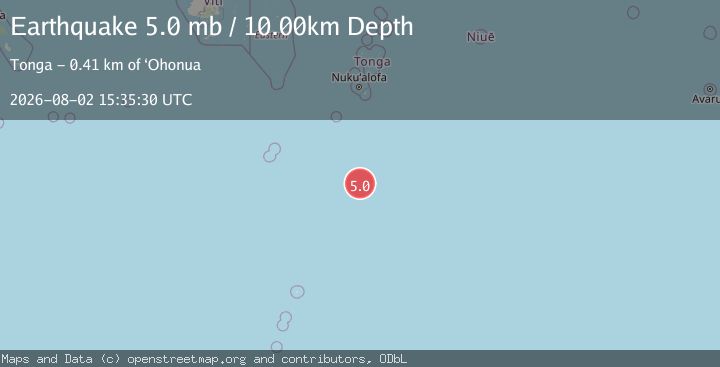 Map of south of Tonga