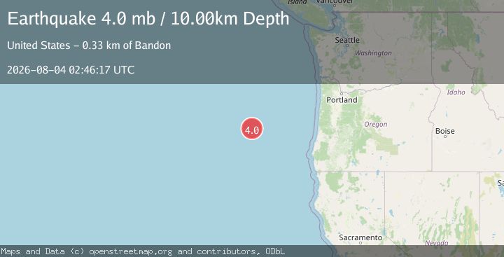 Map of off the coast of Oregon