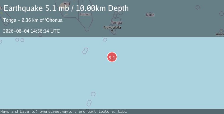 Map of south of Tonga