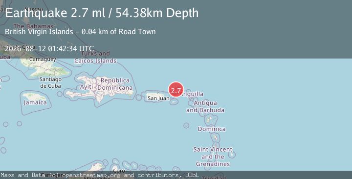 Map of 58 km NNE of Cruz Bay, U.S. Virgin Islands