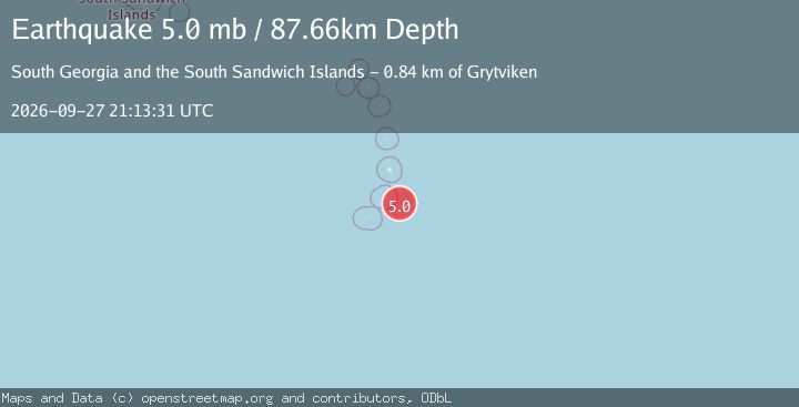 Map of South Sandwich Islands region