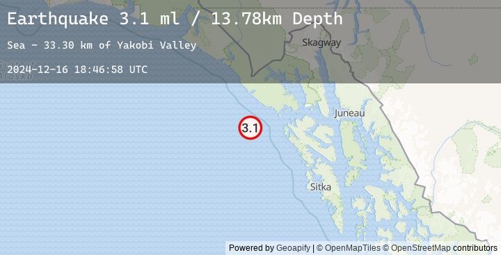 Map of 73 km WSW of Elfin Cove, Alaska