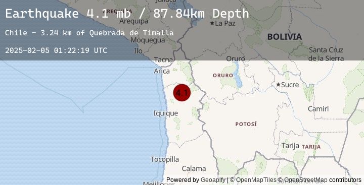 Map of 7 km SSW of Camiña, Chile