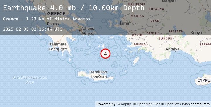 Map of 30 km SW of Amorgós, Greece
