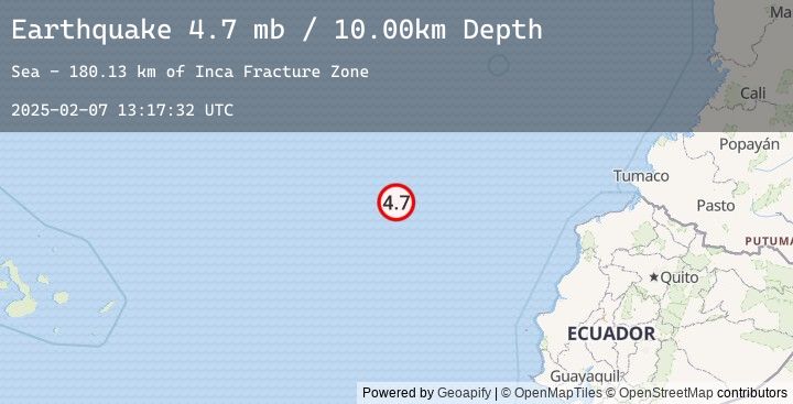 Map of off the coast of Ecuador