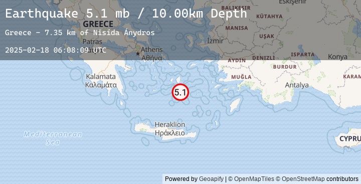 Map of 27 km NE of Oía, Greece