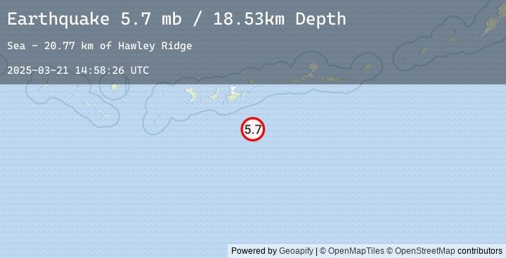 Map of 93 km SSE of Adak, Alaska