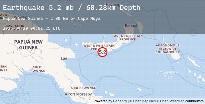Map of 47 km E of Kandrian, Papua New Guinea