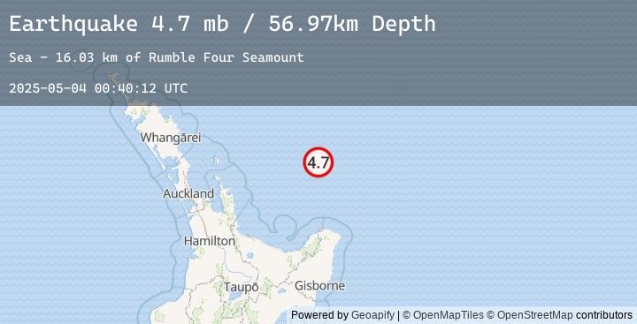 Map of 154 km N of Hicks Bay, New Zealand