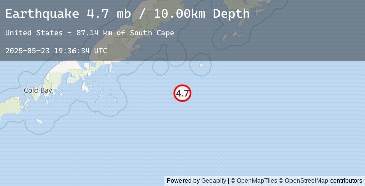 Map of 178 km SE of Chignik, Alaska