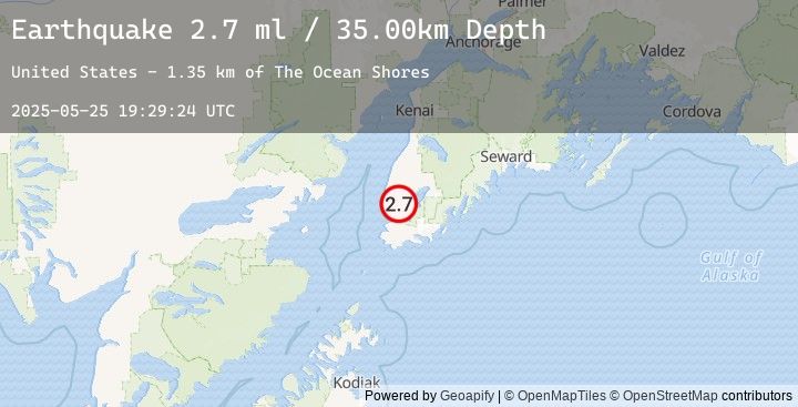Map of 1 km SSW of Homer, Alaska