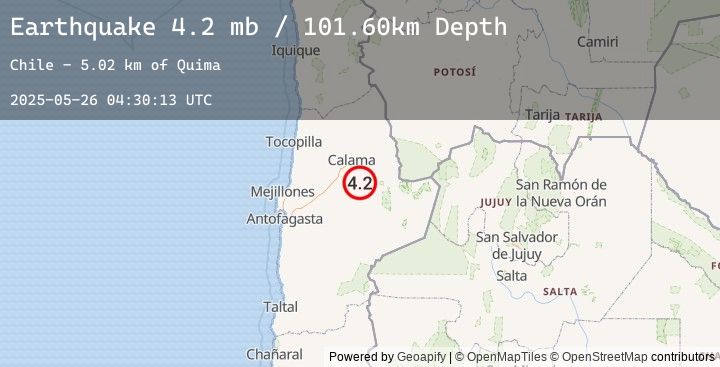 Map of 55 km W of San Pedro de Atacama, Chile