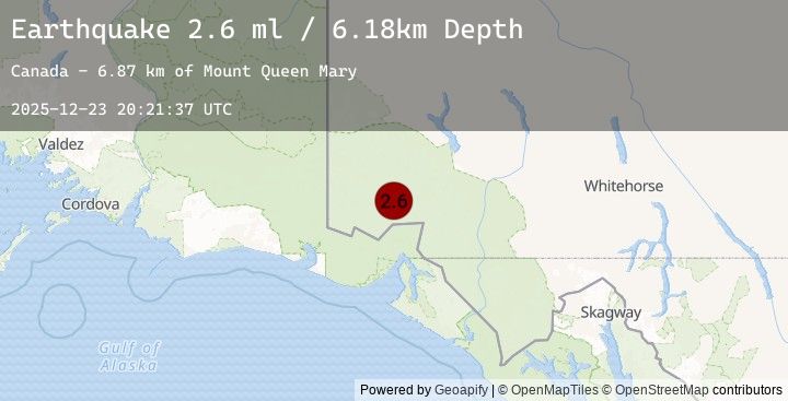 Map of 114 km N of Yakutat, Alaska