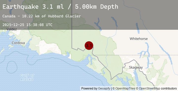 Map of 98 km N of Yakutat, Alaska