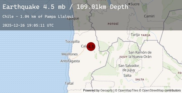 Map of 35 km E of Calama, Chile