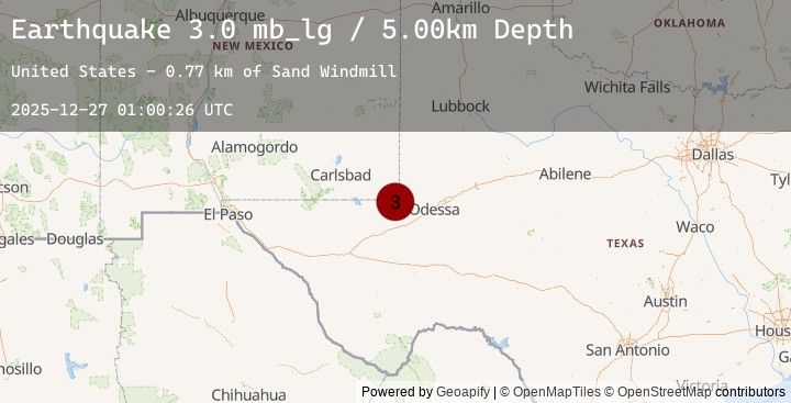 Map of 13 km NNW of Kermit, Texas