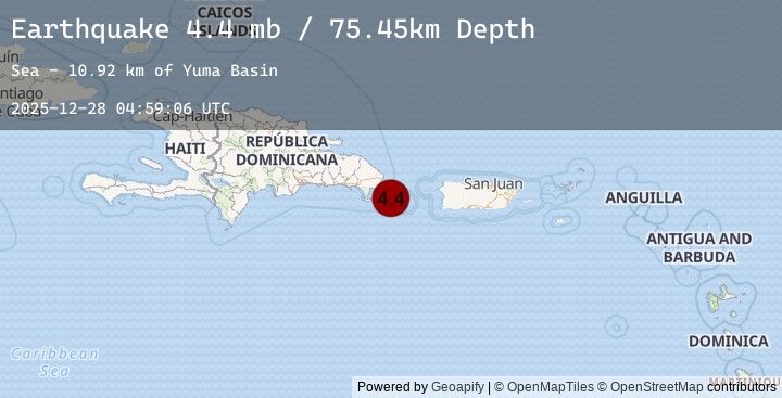 Map of 50 km ESE of Boca de Yuma, Dominican Republic