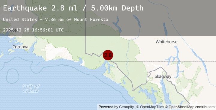 Map of 80 km NNE of Yakutat, Alaska