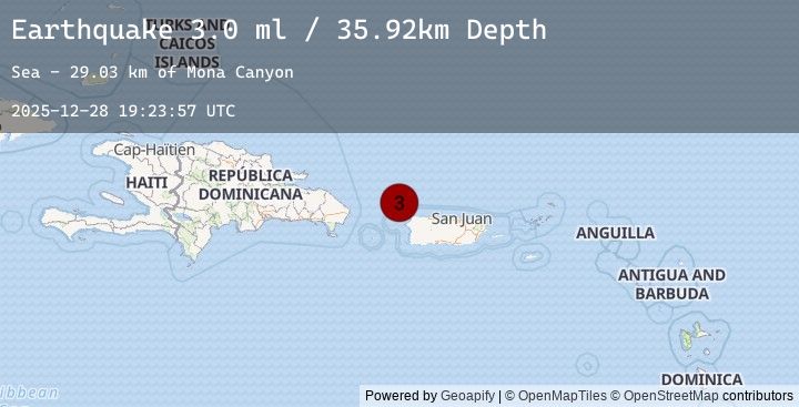 Map of 38 km NW of San Antonio, Puerto Rico