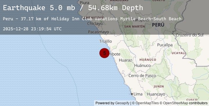 Map of 50 km W of Puerto Santa, Peru