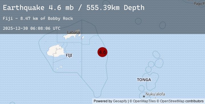Map of 242 km E of Levuka, Fiji