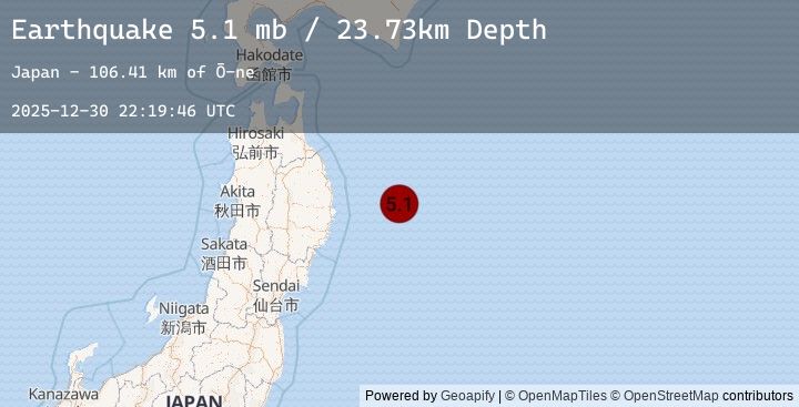 Map of 113 km E of Miyako, Japan
