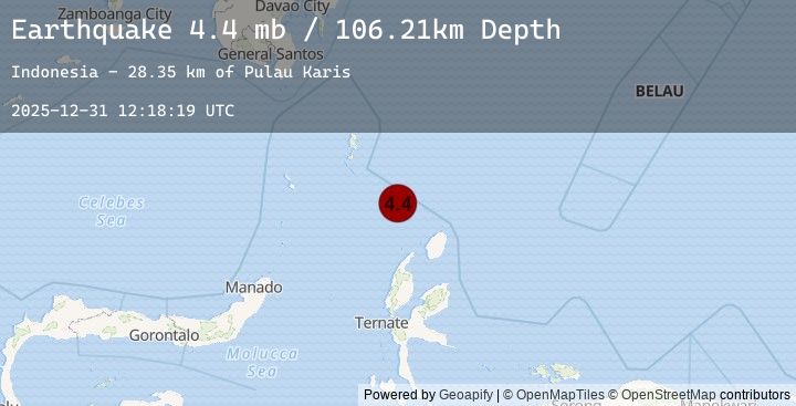Map of 161 km NNW of Tobelo, Indonesia