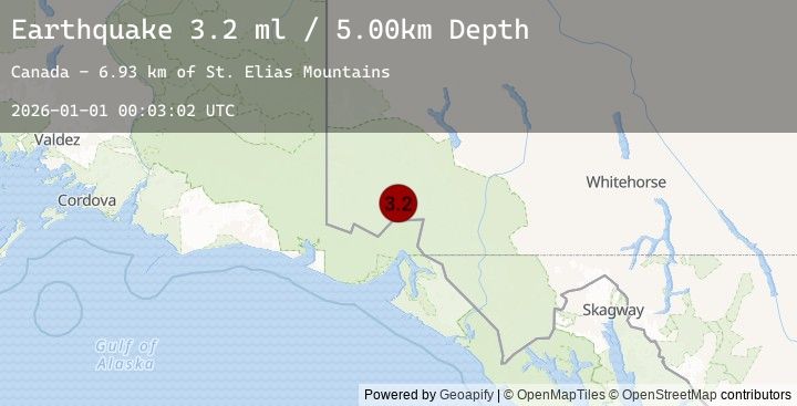 Map of 108 km N of Yakutat, Alaska