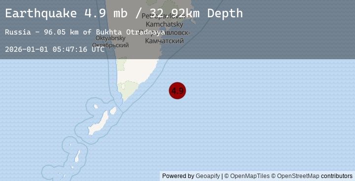 Map of 188 km SSE of Vilyuchinsk, Russia
