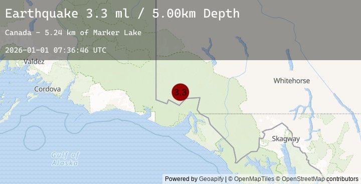 Map of 103 km N of Yakutat, Alaska