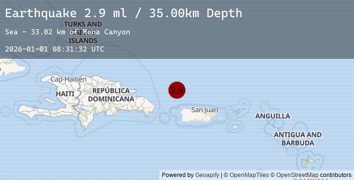 Map of 92 km NNW of San Antonio, Puerto Rico
