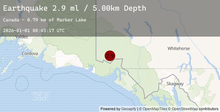 Map of 101 km N of Yakutat, Alaska