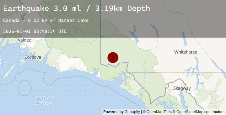 Map of 111 km NNW of Yakutat, Alaska