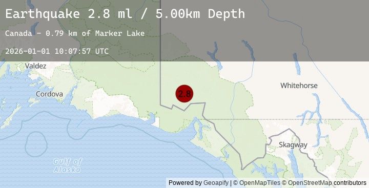 Map of 111 km N of Yakutat, Alaska