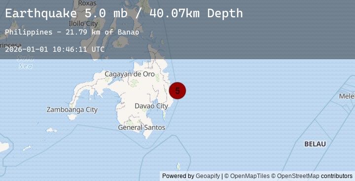 Map of 25 km ENE of Kinablangan, Philippines