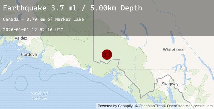 Map of 111 km N of Yakutat, Alaska