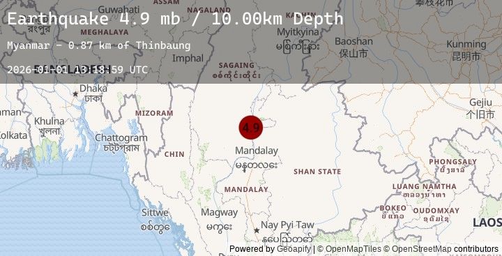 Map of 32 km NE of Shwebo, Burma (Myanmar)