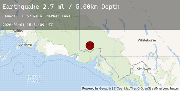 Map of 106 km N of Yakutat, Alaska