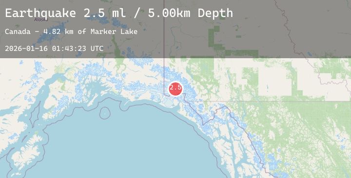 Map of 112 km N of Yakutat, Alaska
