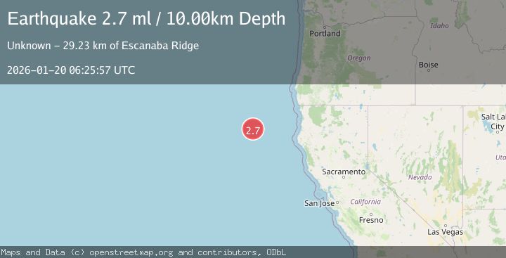 Map of 245 km W of Ferndale, California
