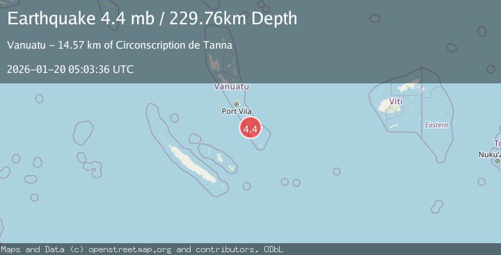 Map of 46 km N of Isangel, Vanuatu