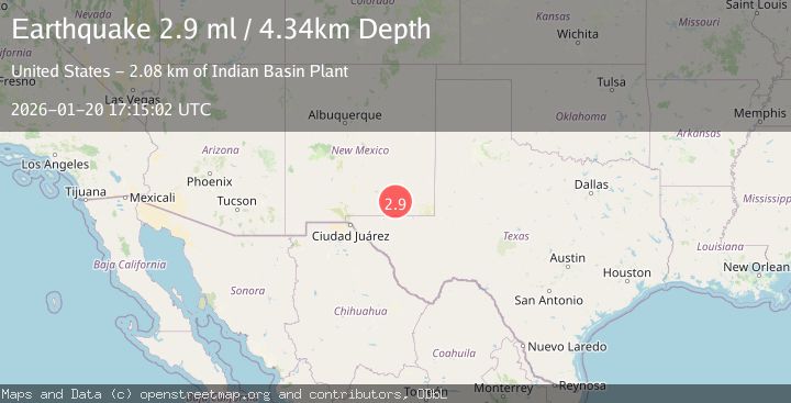 Map of 34 km W of Carlsbad, New Mexico