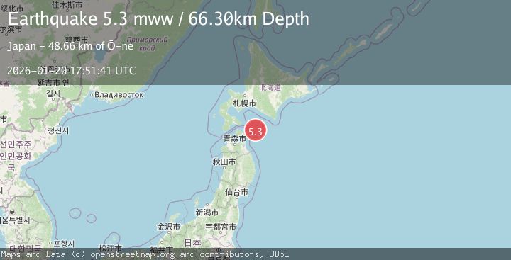 Map of 72 km ENE of Mutsu, Japan