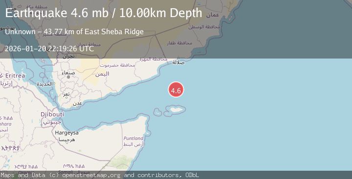 Map of 182 km N of Hadibu, Yemen