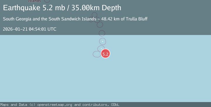 Map of South Sandwich Islands region