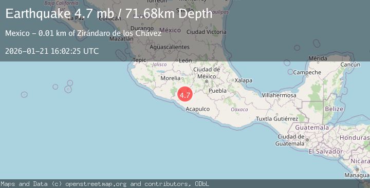 Map of 7 km S of Zirándaro de los Chávez, Mexico