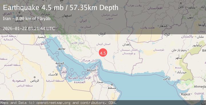 Map of 104 km N of Mīnāb, Iran