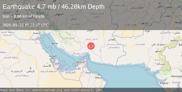 Map of 110 km N of Mīnāb, Iran
