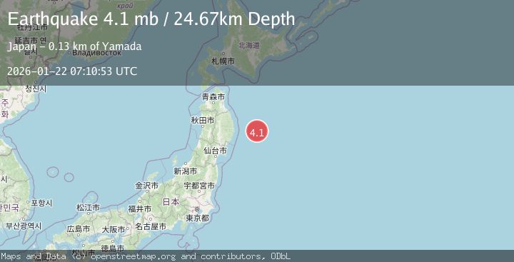 Map of 128 km E of Yamada, Japan