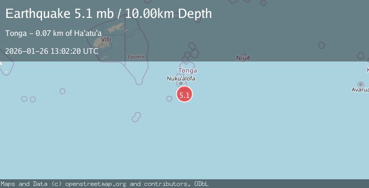 Map of 50 km SE of ‘Ohonua, Tonga